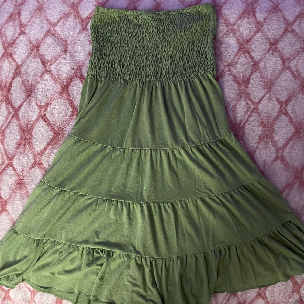 green strapless sundress
